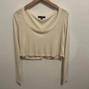 Lulu's Cream Ribbed Long Sleeve Cropped Top